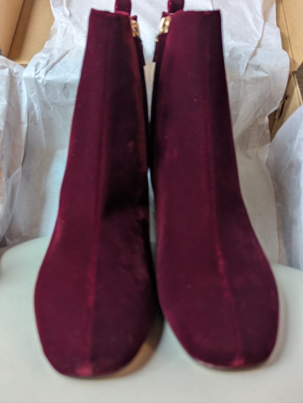 Women's Burgundy Velvet Ankle Boots